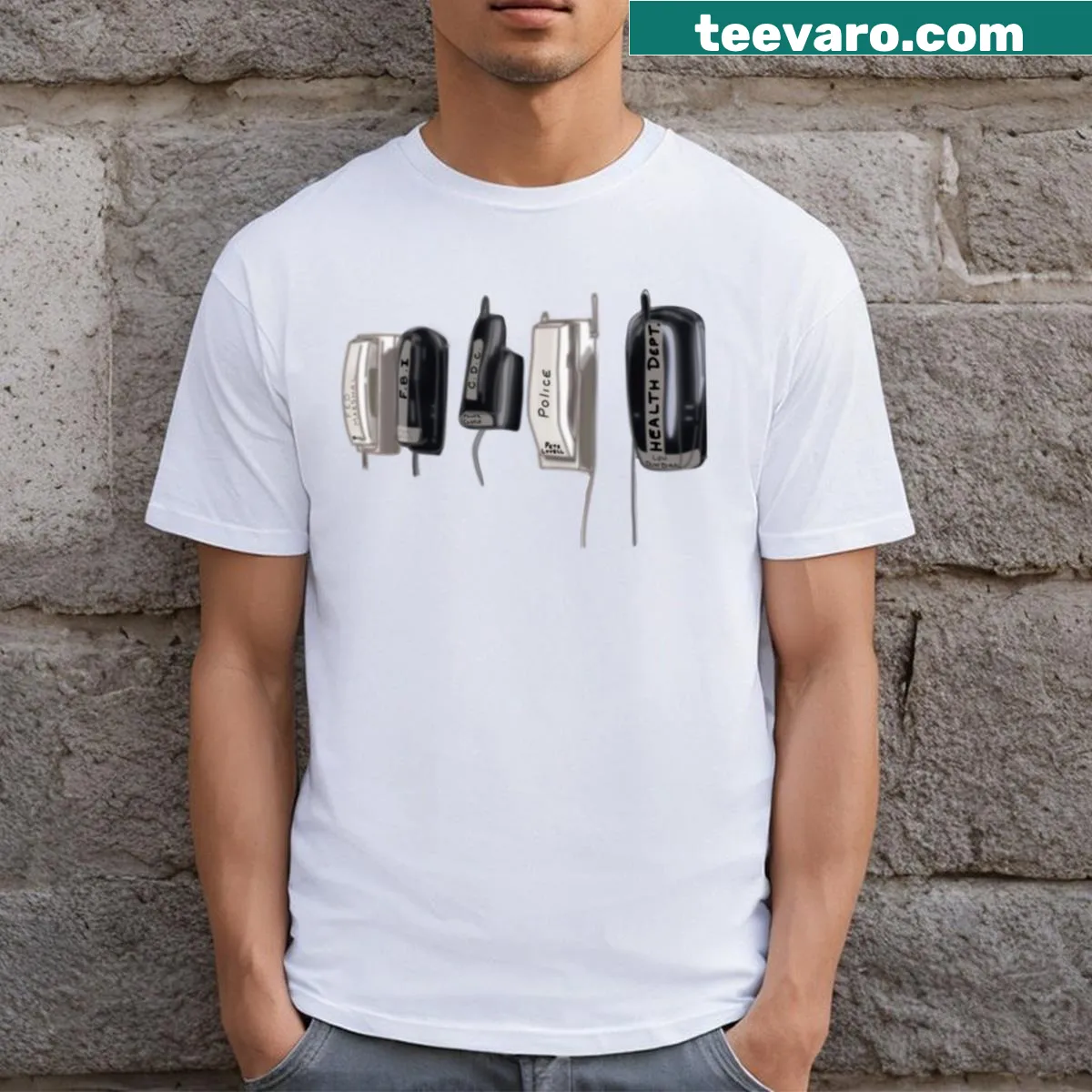 Illustration of Bobby Singer's phone wall on a T-shirt. — on a men's t-shirt