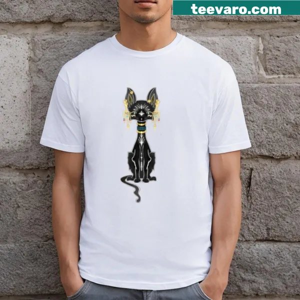 Vintage-style T-shirt featuring a chic black cat design