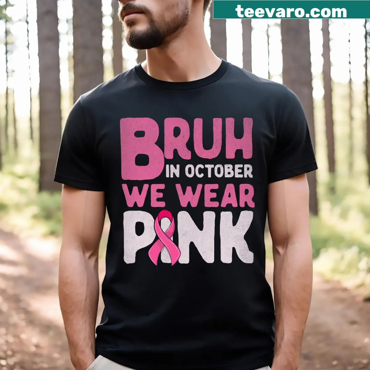 Breast Cancer Awareness T-shirt for kids with pink theme — on a men's t-shirt
