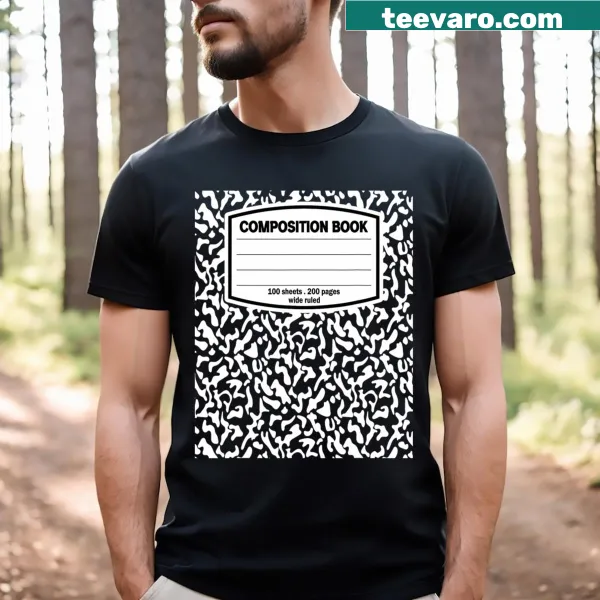 Halloween T-shirt with composition notebook graphic for teachers