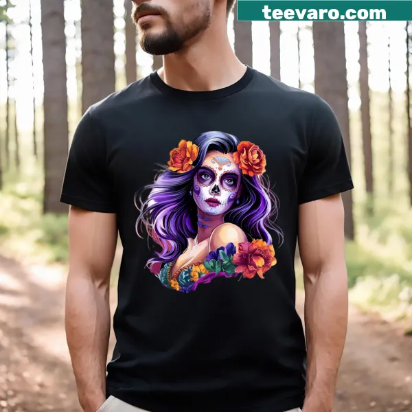 Intricate Day of the Dead design on a T-shirt