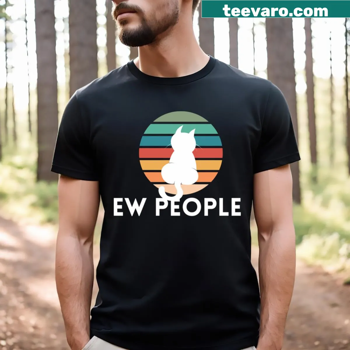 Retro cat t-shirt with funny graphic about people — on a men's t-shirt