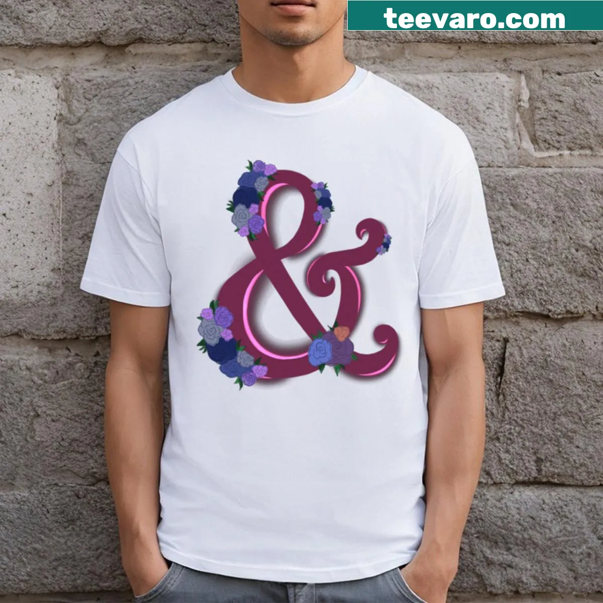 Floral design of an ampersand on a stylish T-shirt — on a men's t-shirt