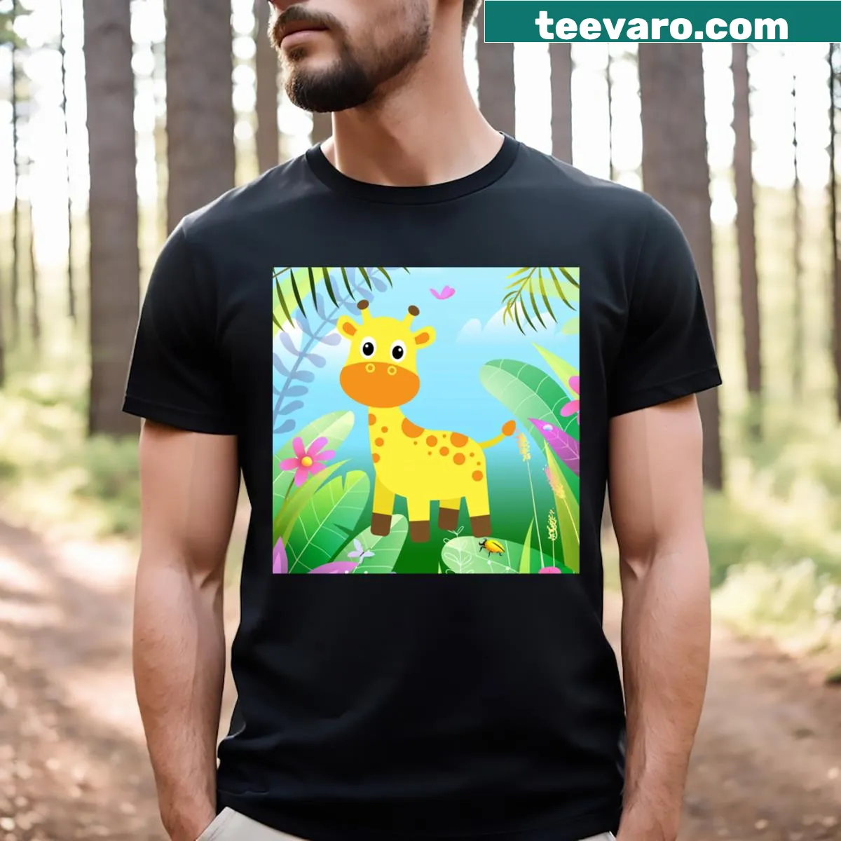 Cute baby giraffe illustration on a kids' t-shirt — on a men's t-shirt