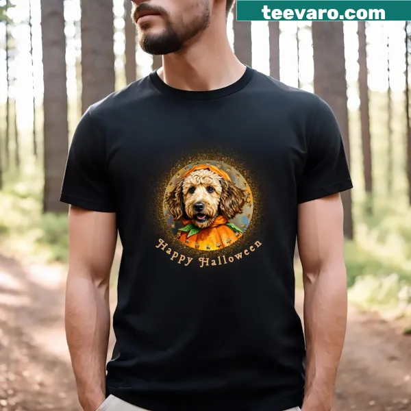 Cute Halloween Labradoodle t-shirt with dog illustration