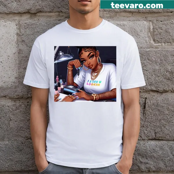 Playful T-shirt with 'I See You Looking' text