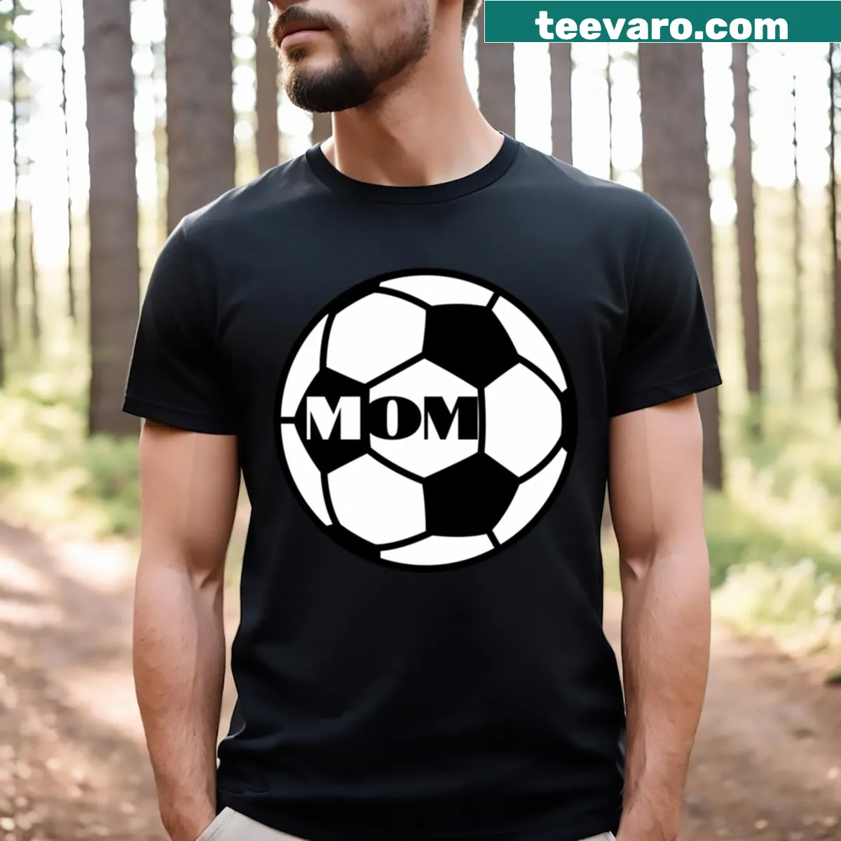 Soccer mom t-shirt with a bold soccer ball design — on a men's t-shirt