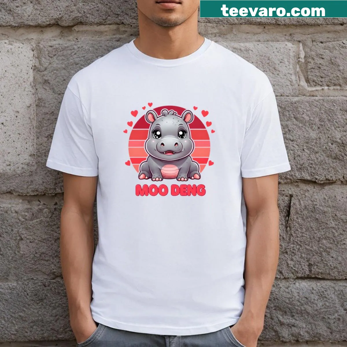 Playful hippo graphic t-shirt for animal lovers — on a men's t-shirt