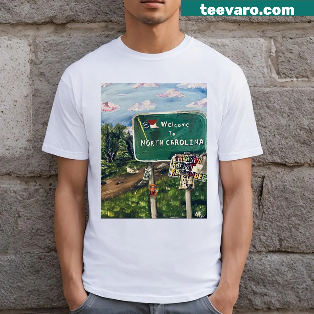 Strong NC T-shirt with bold typography design. — on a men's t-shirt