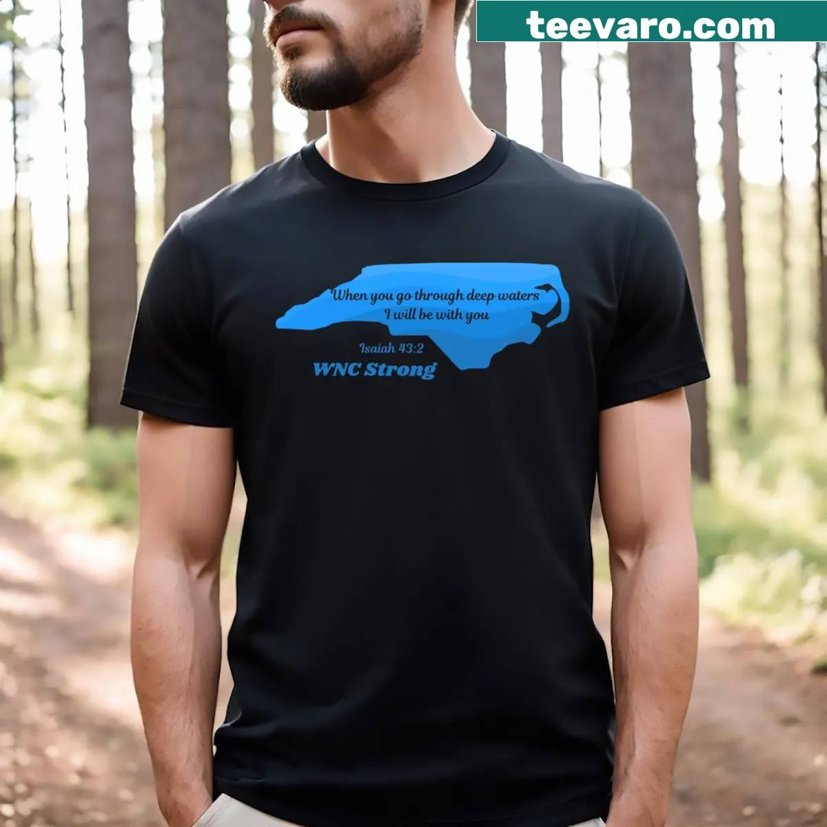 Typography t-shirt with 'Wnc Strong' text — on a men's t-shirt