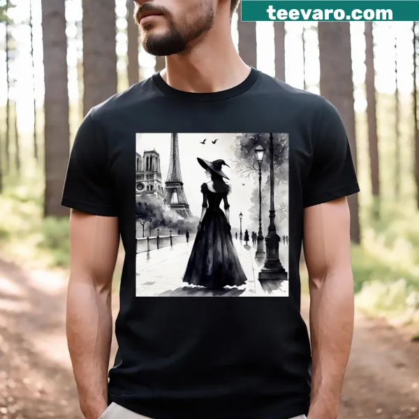 Parisian Gothic T-shirt with intricate design.