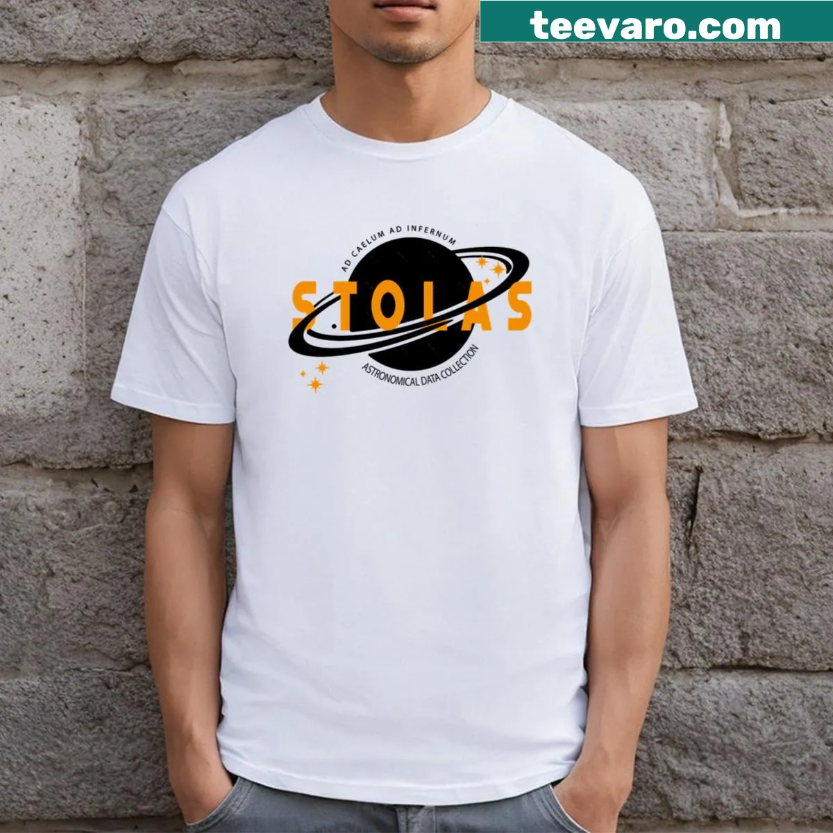 Illustrative design of Stolas, mythical figure, on a t-shirt — on a men's t-shirt
