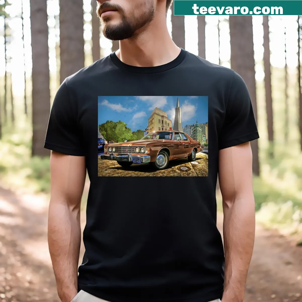 Graphic design of San Francisco streets on a T-shirt — on a men's t-shirt