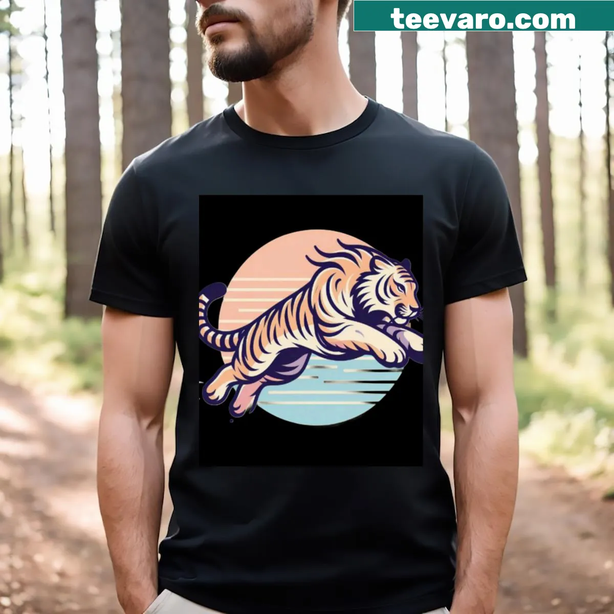 T-shirt featuring a strong tiger illustration, symbolizing strength and resilience — on a men's t-shirt