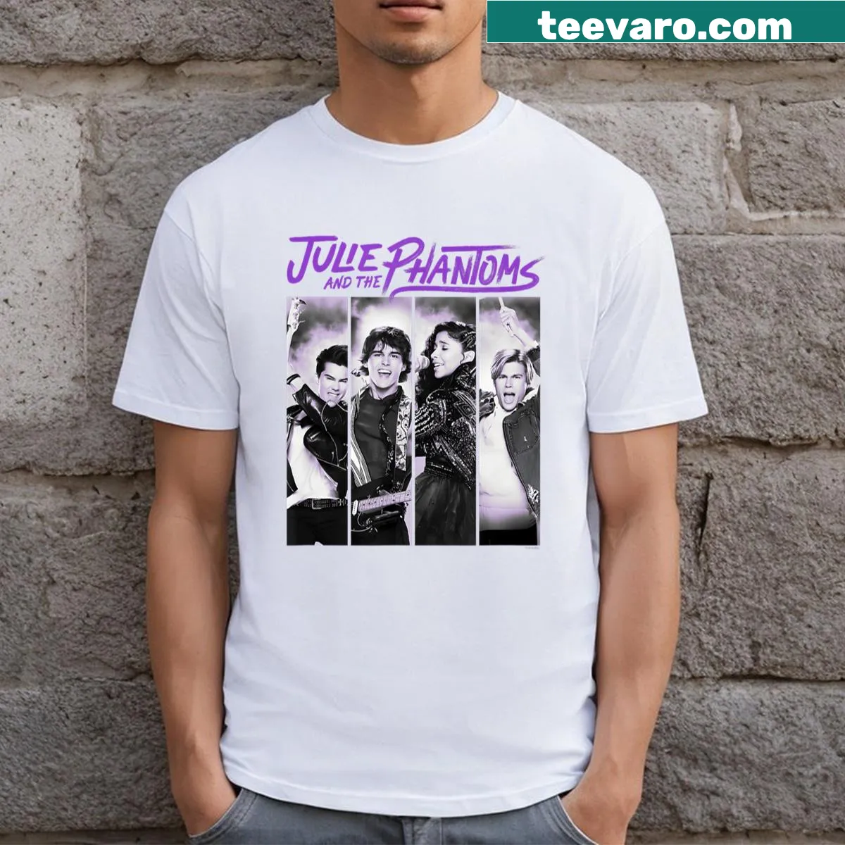 Retro typography design featuring 'Character Of Band' on a T-shirt — on a men's t-shirt