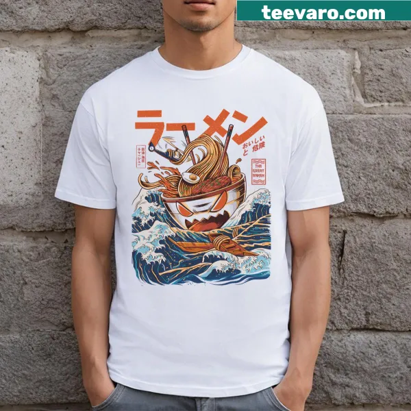 Illustrative ramen-themed graphic t-shirt