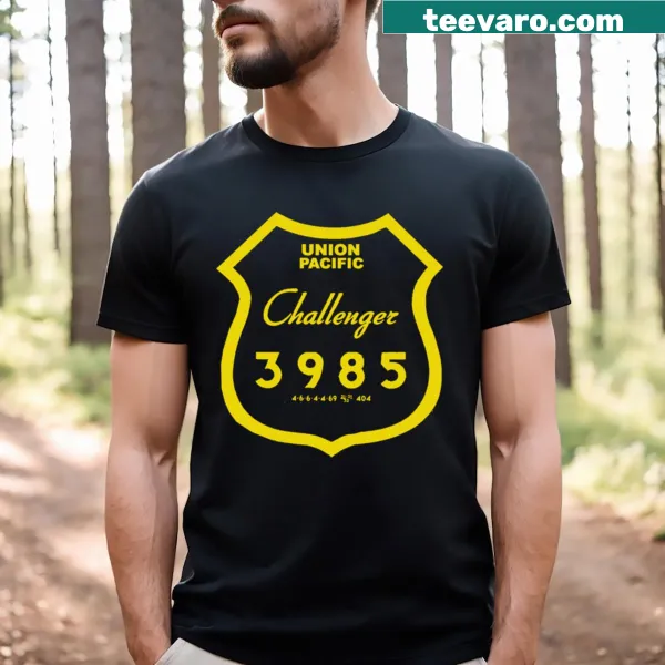 Vintage distressed Union Pacific Challenger 3985 t-shirt featuring a classic locomotive graphic