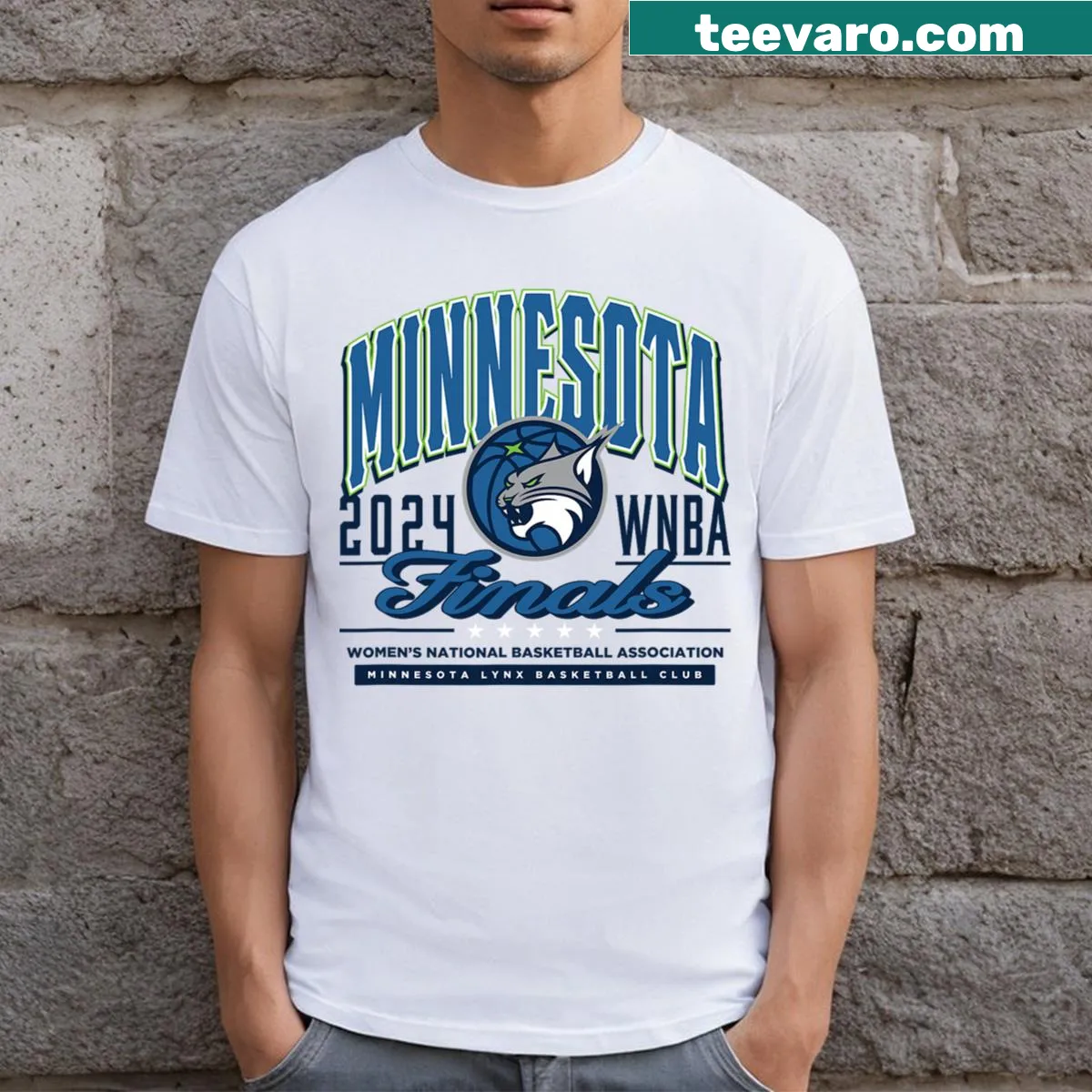 Minnesota Lynx Finals T-shirt with 'In The Spotlight' and team graphics. — on a men's t-shirt