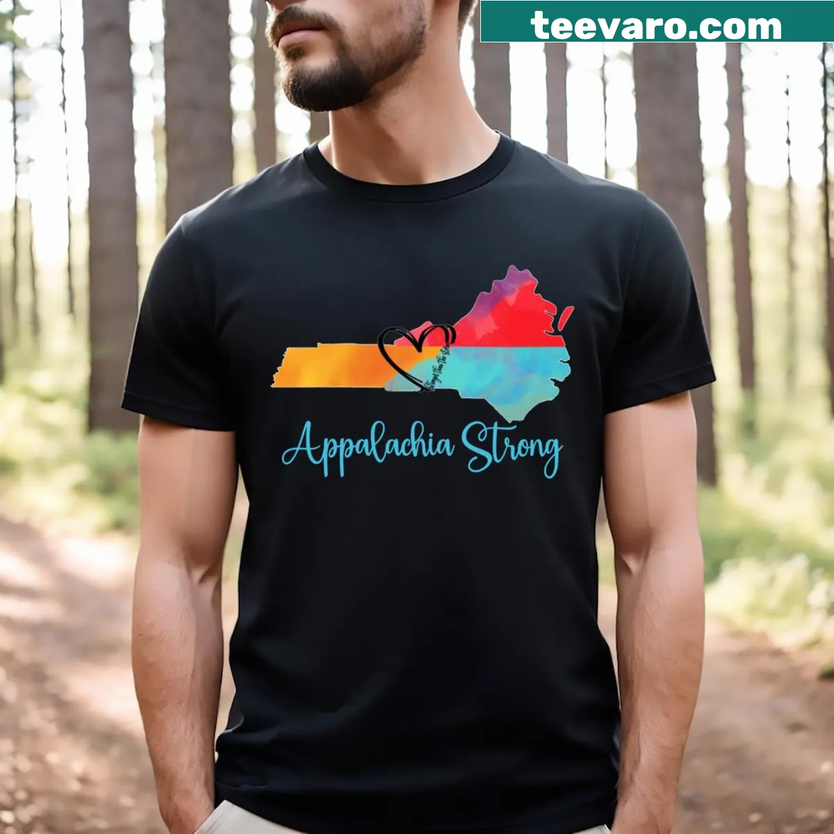 T-shirt with 'Appalachia Strong' celebrating NC mountains. — on a men's t-shirt