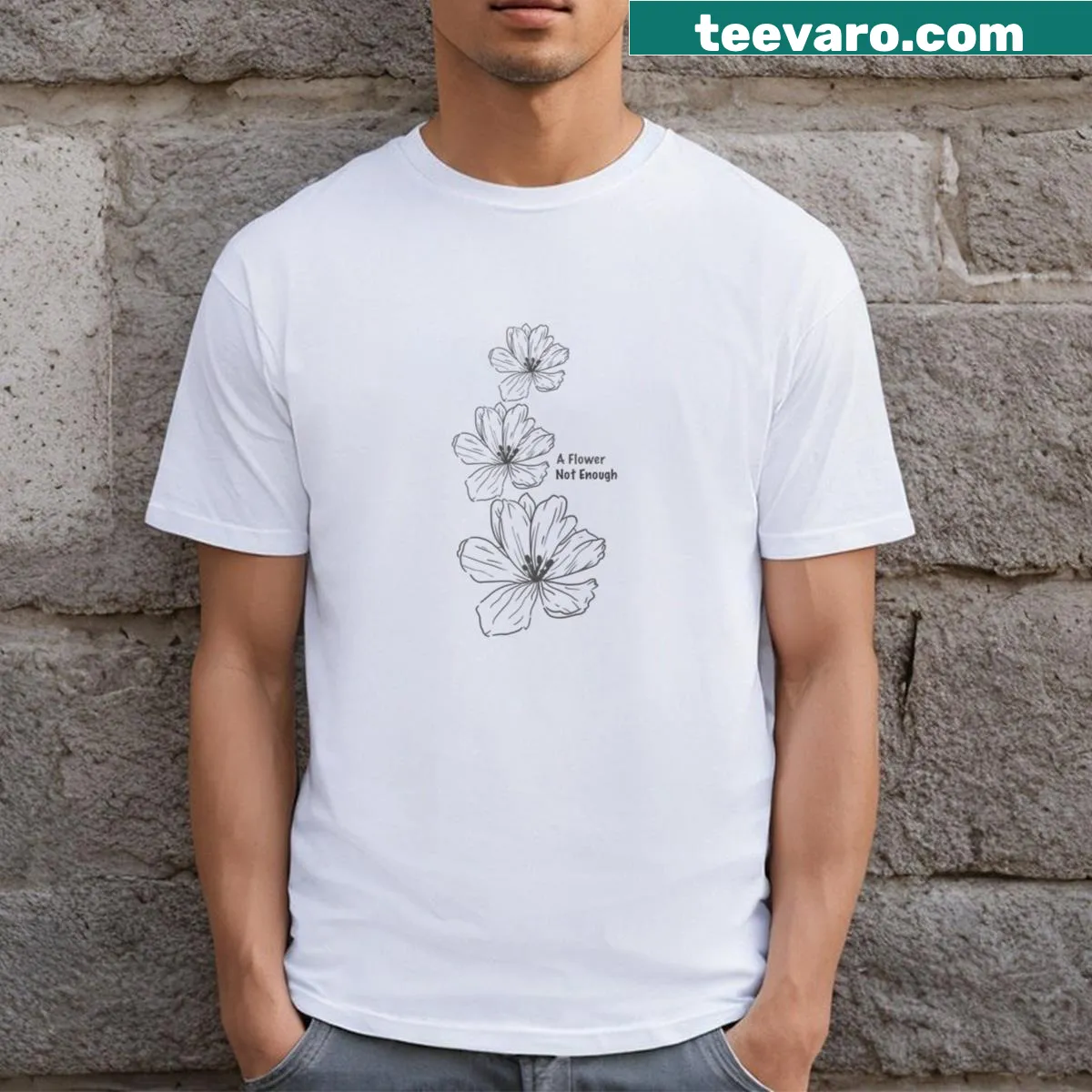 Illustrated flower graphic on a t-shirt — on a men's t-shirt