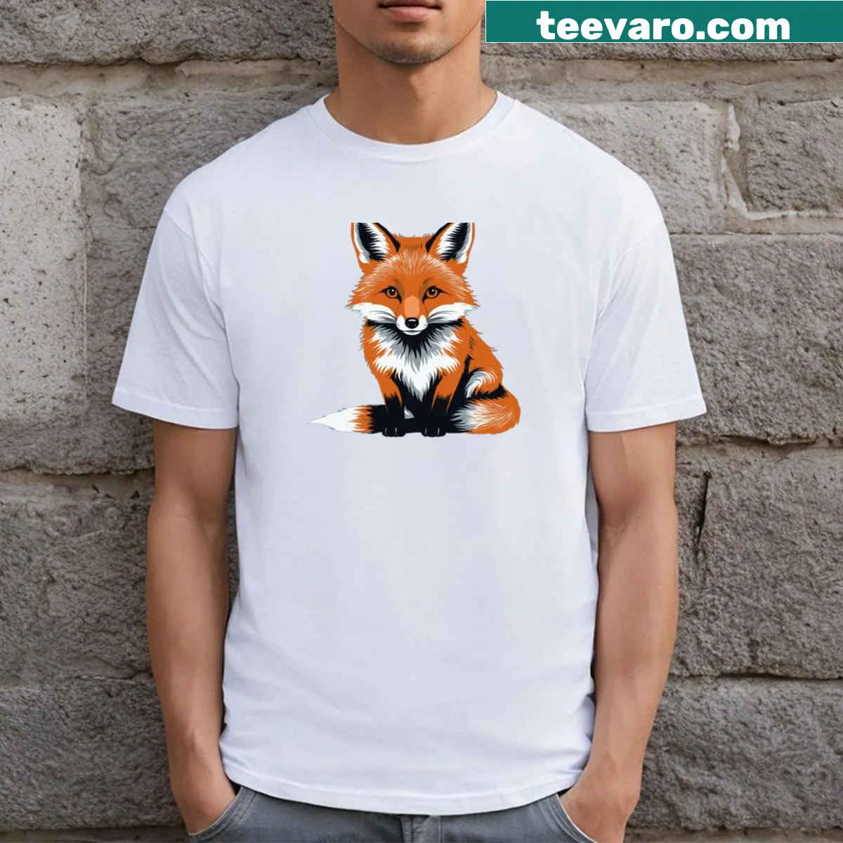 Silhouette fox stencil graphic on a t-shirt — on a men's t-shirt
