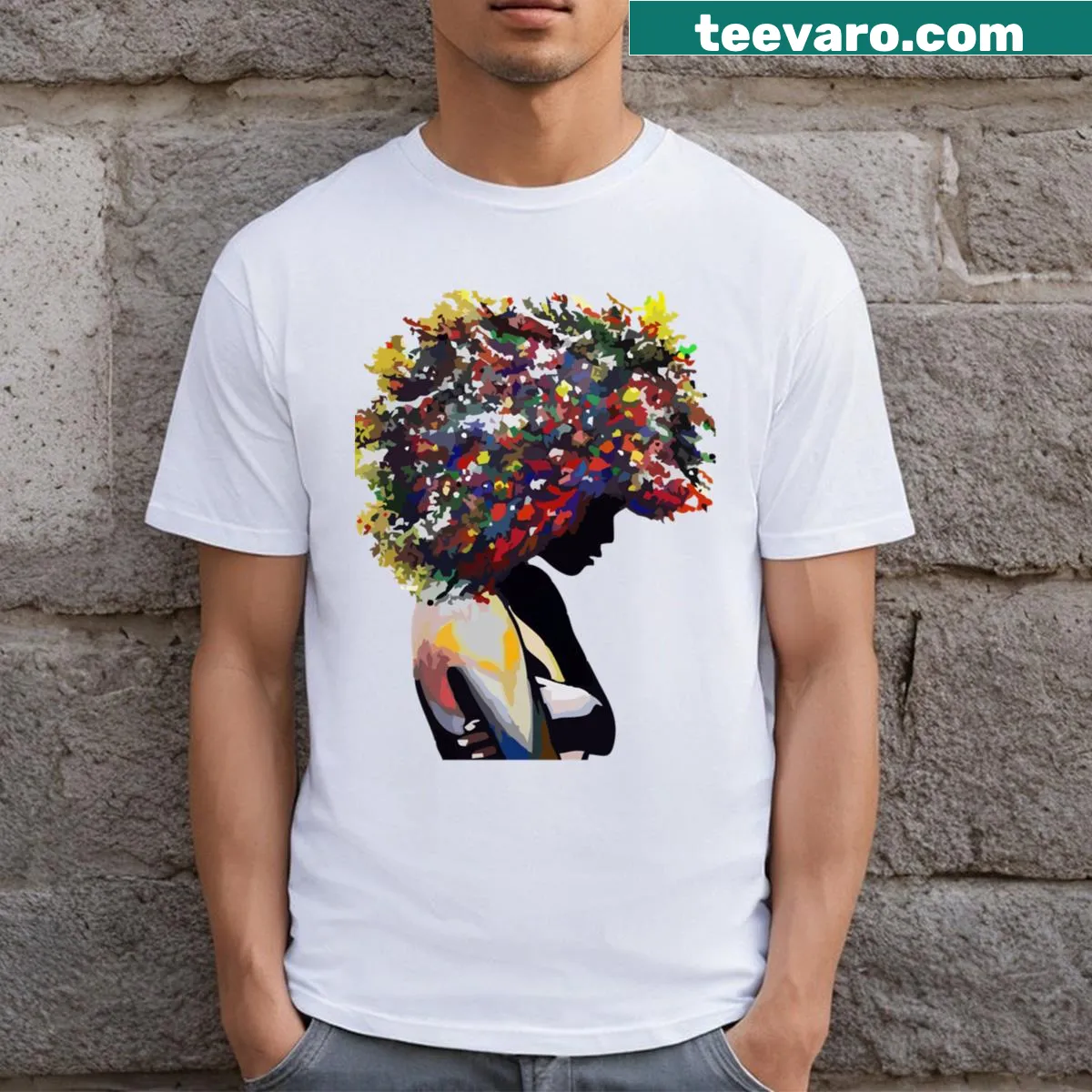 Minimalist t-shirt featuring an abstract design — on a men's t-shirt