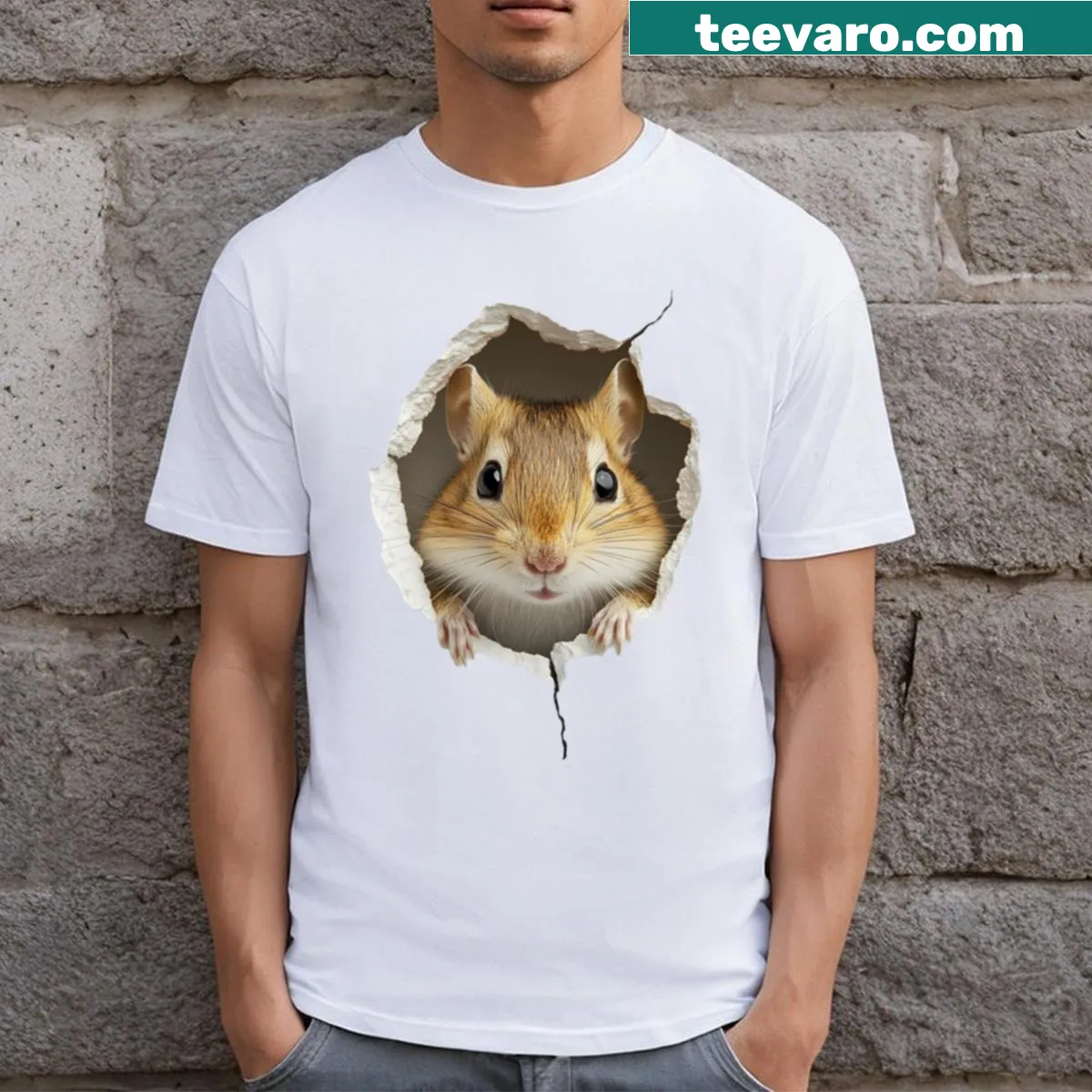 Adorable peeking gerbil design on a T-shirt for pet lovers — on a men's t-shirt