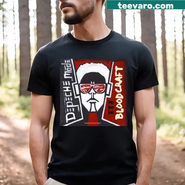 Vintage distressed T-shirt featuring Depeche Mode's 'Bloodcraft' single cover