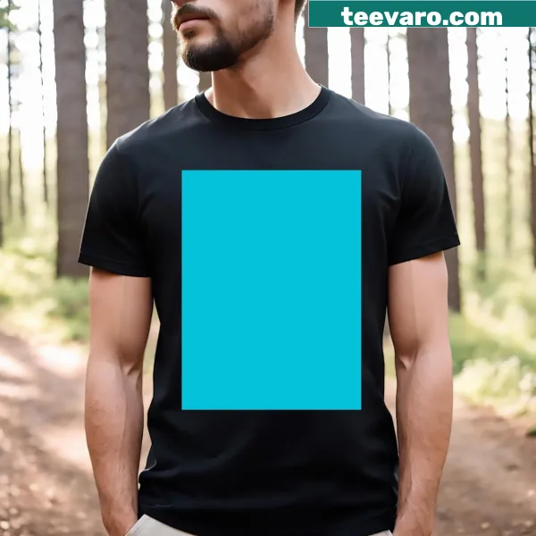 Minimalist aqua blue graphic design on a T-shirt