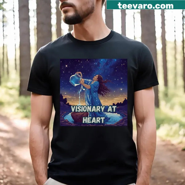 Visionary Aquarius zodiac sign T-shirt with an innovative design