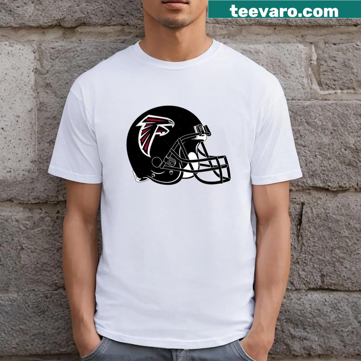 Atlanta Falcons logo graphic on a T-shirt — on a men's t-shirt