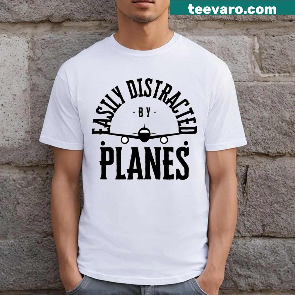 Cute graphic of a baby orangutan playing guitar on a T-shirt — on a men's t-shirt