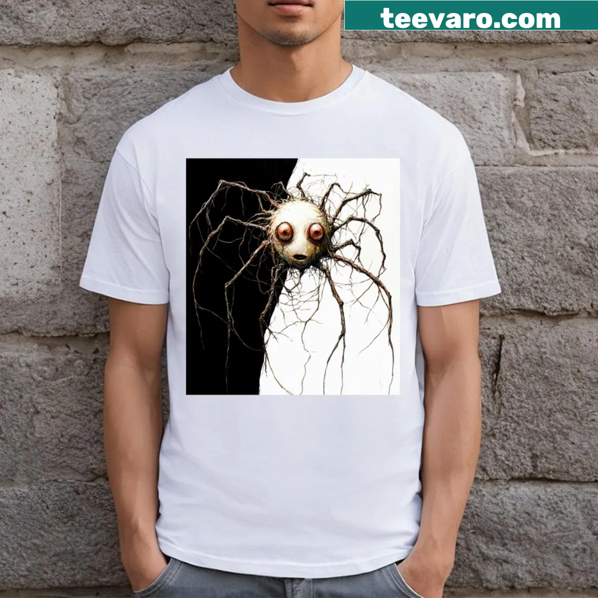 T-shirt featuring animals with big expressive eyes — on a men's t-shirt