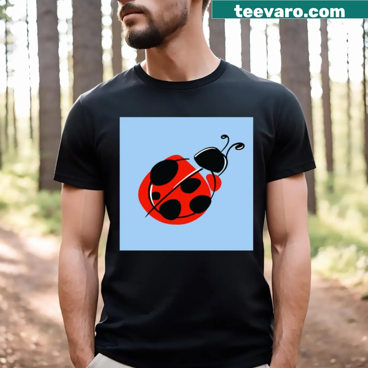 Minimalist silhouette of a ladybug on a t-shirt — on a men's t-shirt