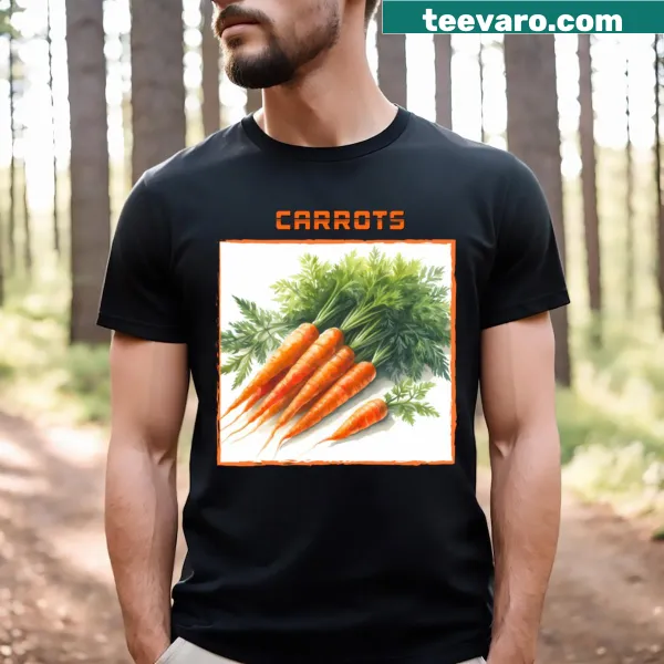 Playful carrot graphic t-shirt for healthy eating enthusiasts