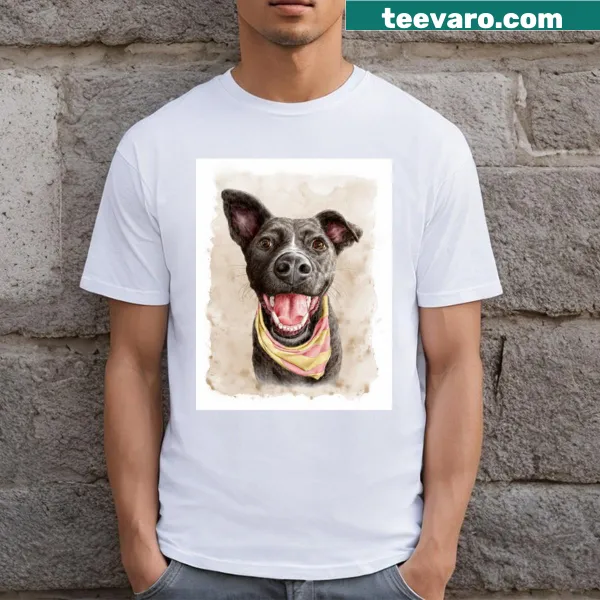 Happy smiling dog portrait graphic t-shirt