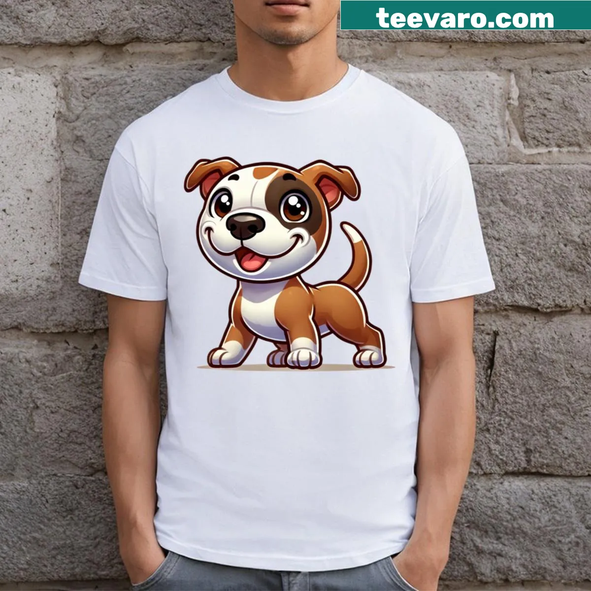Illustration of an American Staffordshire Terrier on a t-shirt — on a men's t-shirt