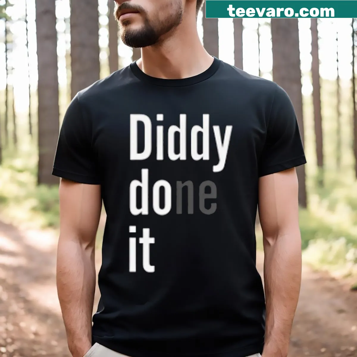 Active T-shirt with the phrase 'Diddy Done It' in bold letters — on a men's t-shirt