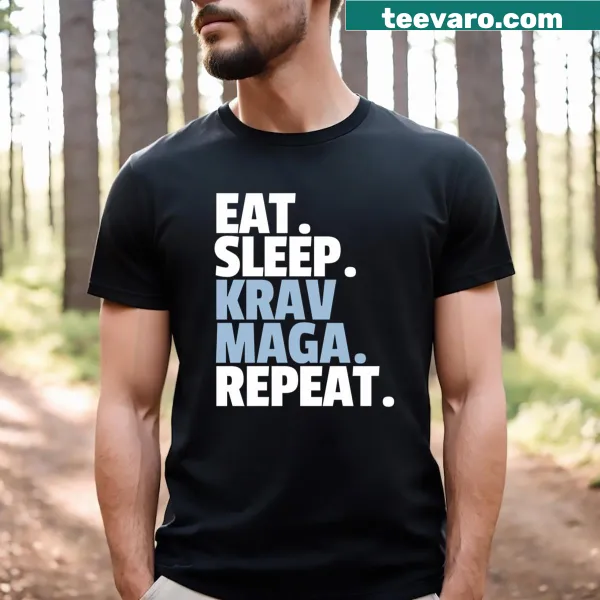 T-shirt with Eat Sleep Krav Maga Repeat slogan