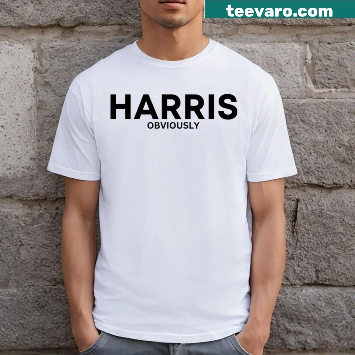 T-shirt featuring Kamala Harris 2024 design — on a men's t-shirt