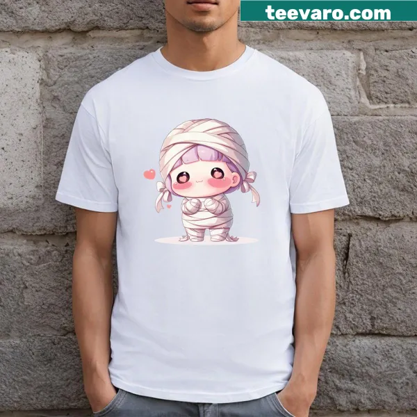 Adorable cartoon mummy graphic on Kawaii T-shirt