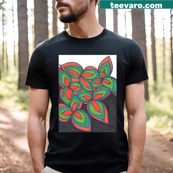 T-shirt featuring a formal leaf graphic in minimalist style