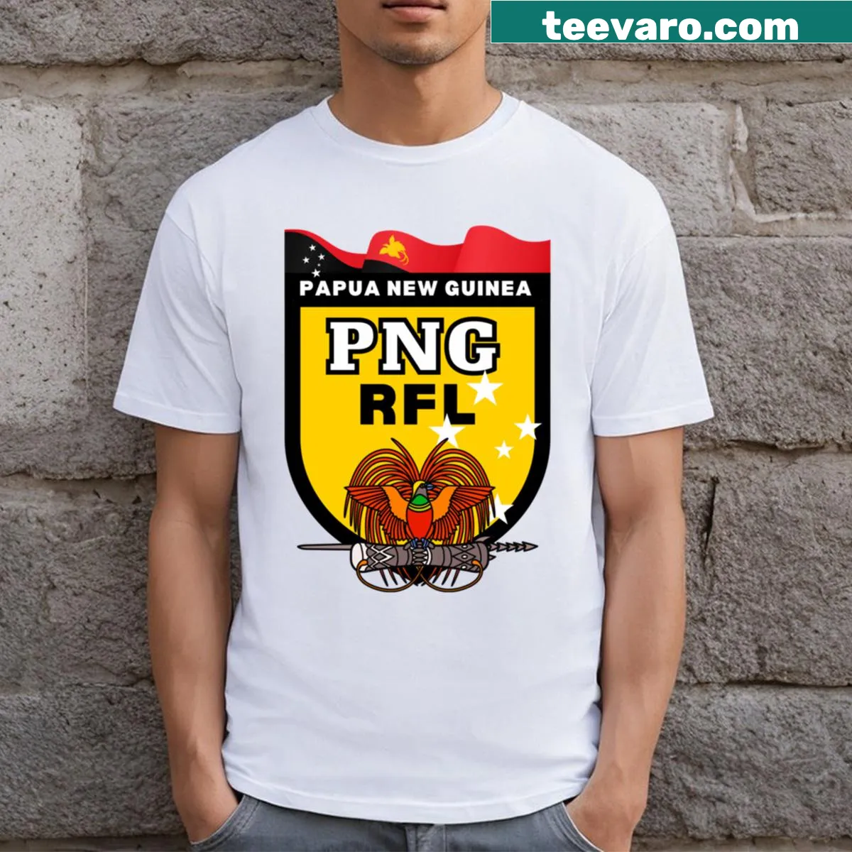 Papua New Guinea Kumuls rugby logo T-shirt — on a men's t-shirt