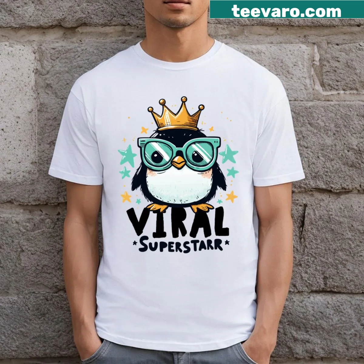 Cute illustration of Pesto the cat on a t-shirt — on a men's t-shirt