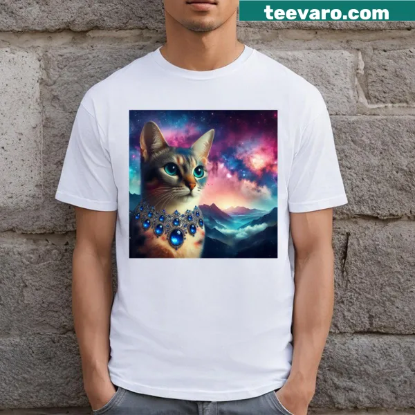 Psychedelic illustration of a Sphynx cat on a T-shirt