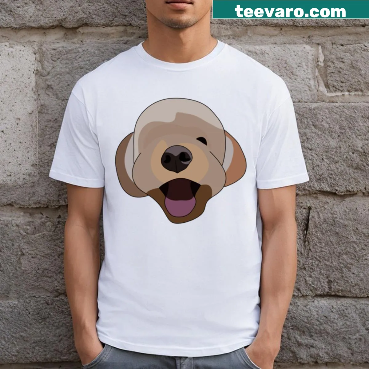 Cute cartoon puppy design on a T-shirt — on a men's t-shirt