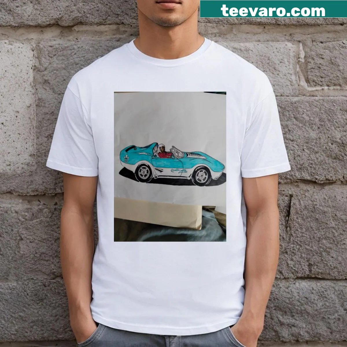 Vintage-style T-shirt featuring a classic Quebecvette 72 car design — on a men's t-shirt