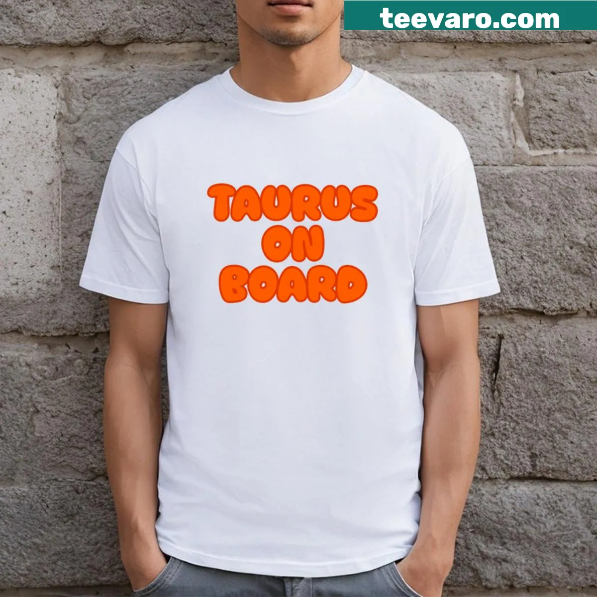 T-shirt with a bold Taurus graphic design — on a men's t-shirt