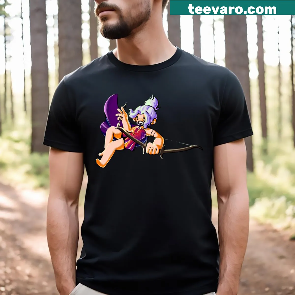 T-shirt with a dynamic graphic of an archer — on a men's t-shirt