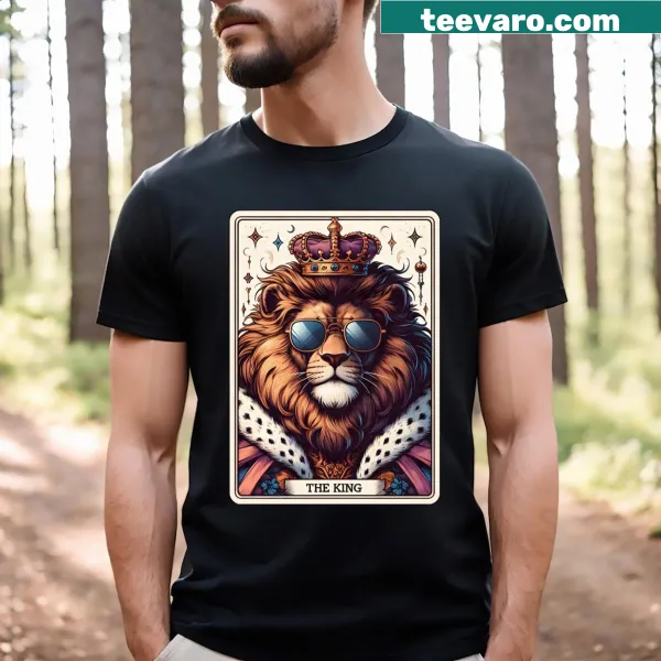 Intricate design featuring a tarot king card, rich in symbolism